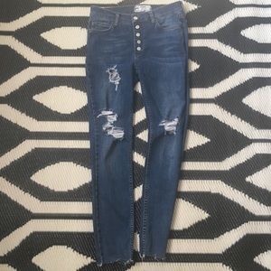 Free People Reagan Distressed Button Front Skinny